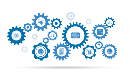 Global icon with blockchain design elements. Vector illustration style is flat iconic symbols design for crypto-currency software icon. From cryptocurrency set