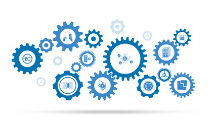 Money and financial mind mapping ixon. Business network. Business connections. Currency: euro, yen, bitcoin, dollar icon. From cryptocurrency set