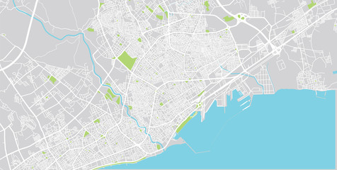 Urban vector city map of Mersin, Turkey