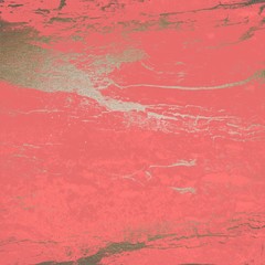 Luxury textured background. Living coral color. Coral Background with Gold.