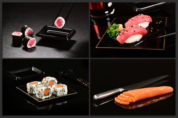 Japanese food four pic collage