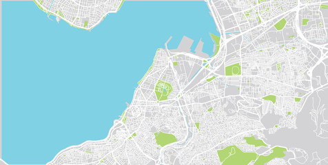 Urban vector city map of Izmir, Turkey