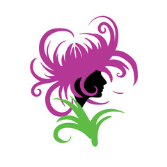 Girl logo in the shape of a flower. Vector illustration