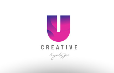 u pink gradient alphabet letter logo icon design