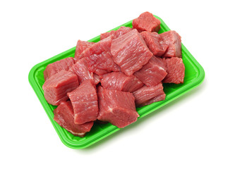 huge red meat chunk isolated over white background 