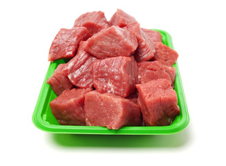 huge red meat chunk isolated over white background 
