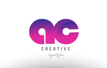 pink gradient ac a c alphabet letter logo combination icon design