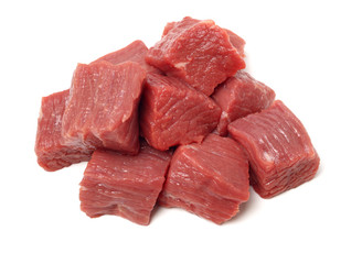 huge red meat chunk isolated over white background 