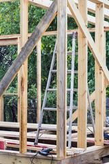 Wood framing on a new house under construction