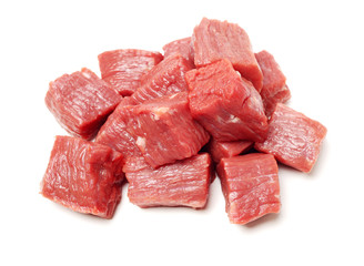 huge red meat chunk isolated over white background 
