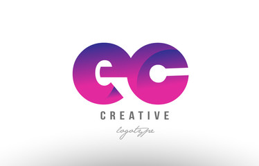 pink gradient ec e c alphabet letter logo combination icon design