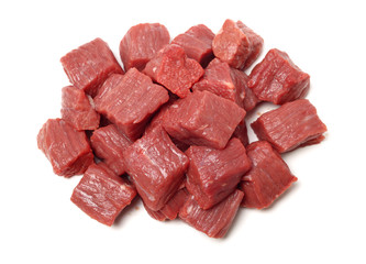 huge red meat chunk isolated over white background 