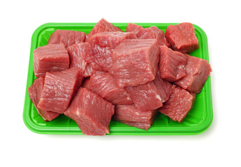 huge red meat chunk isolated over white background 