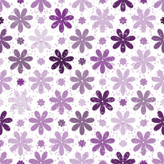 Fototapeta na wymiar Seamless spring pattern with single purple flowers