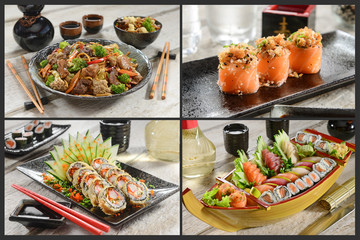 Japanese food four pic collage
