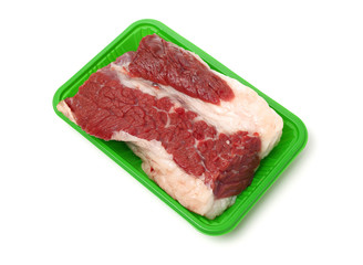 huge red meat chunk isolated over white background 
