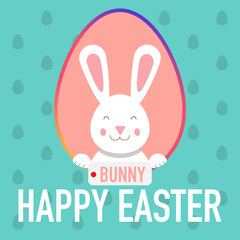 happy easter greeting card with funny bunny