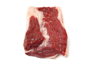 huge red meat chunk isolated over white background 
