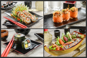 Japanese food four pic collage
