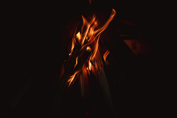burning fire on a dark background. Fire flame heat burning abstract textured background.