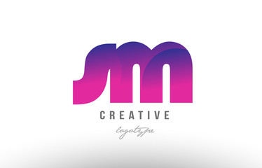 pink gradient sm s m alphabet letter logo combination icon design