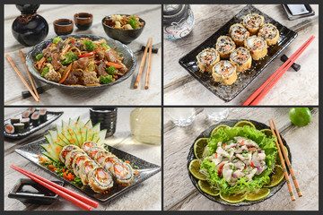 Japanese food four pic collage