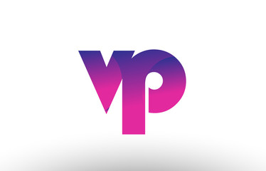 pink gradient vp v p alphabet letter logo combination icon design