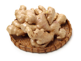 fresh ginger on white background 