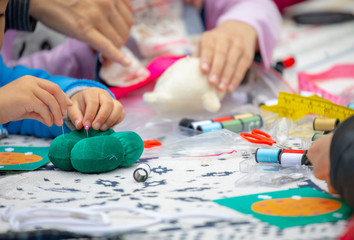 Taiwan, New Taipei City, the community activity center to hold Limin recreational activities