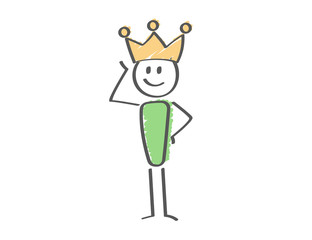 Stick Figure - man with crown - king prince