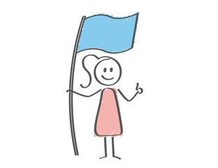 Stick Figure - woman with simple flag