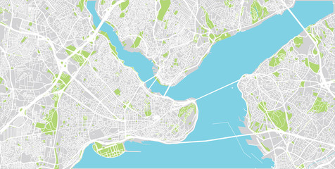 Urban vector city map of Istanbul, Turkey
