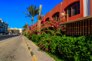 Street of Hurghada city in Egypt