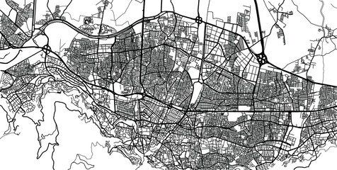 Urban vector city map of Bursa, Turkey