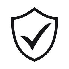 Shield with checkmark symbol for download. Tick shield security icon. Vector icon.