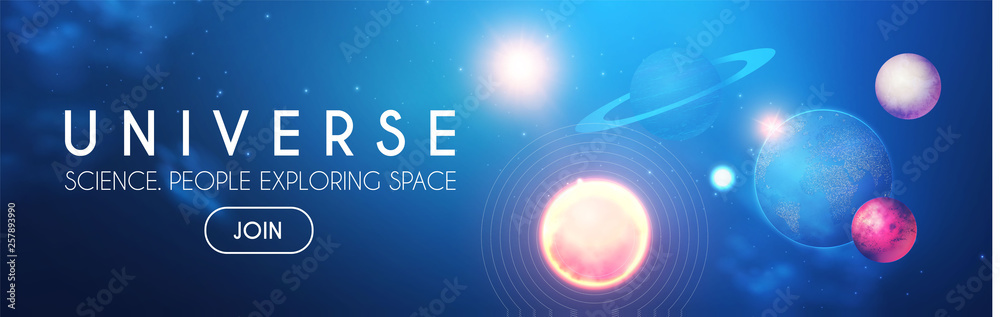 Canvas Prints planets in universe with star, nebula and galaxy lights. 3d realistic space. cosmos design.