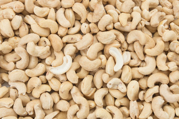 cashew nuts heap on white background