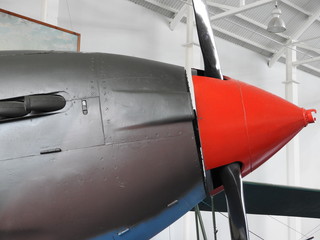 Close-up of fragments and details of the old aircraft.