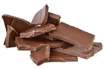 Cubes of chocolate isolated