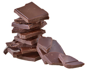 Cubes of chocolate tower isolated