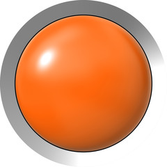 Web button 3d - orange glossy realistic with metal frame