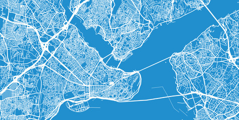 Urban vector city map of Istanbul, Turkey