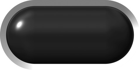 Web button 3d - black glossy realistic with metal frame, easy to expand