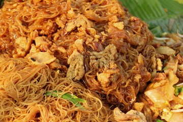 Fried noodle Thai style with pork is delicious