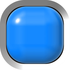 Web button 3d - blue glossy realistic with metal frame, easy to expand