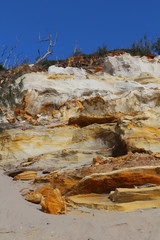 Coloured sand cliffs at Rainbow Beach in Queensland, Australia