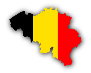 Karte und Fahne von Belgien