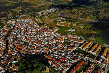 Fototapeta premium Ronda in Spanien Luftbilder - Puente Nuevo, Plaza de Toros de Ronda und Sehenswürdigkeiten von Ronda