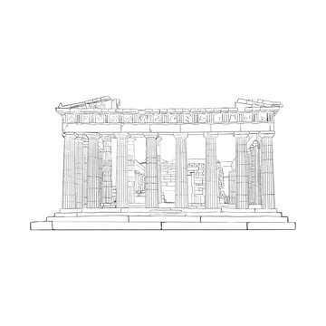Drawing sketch illustration of monastiraki square in athens • wall stickers  people, acropolis, parthenon | myloview.com