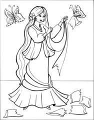 Coloring for girls. Princess. Puzzles. Labyrinth. 3